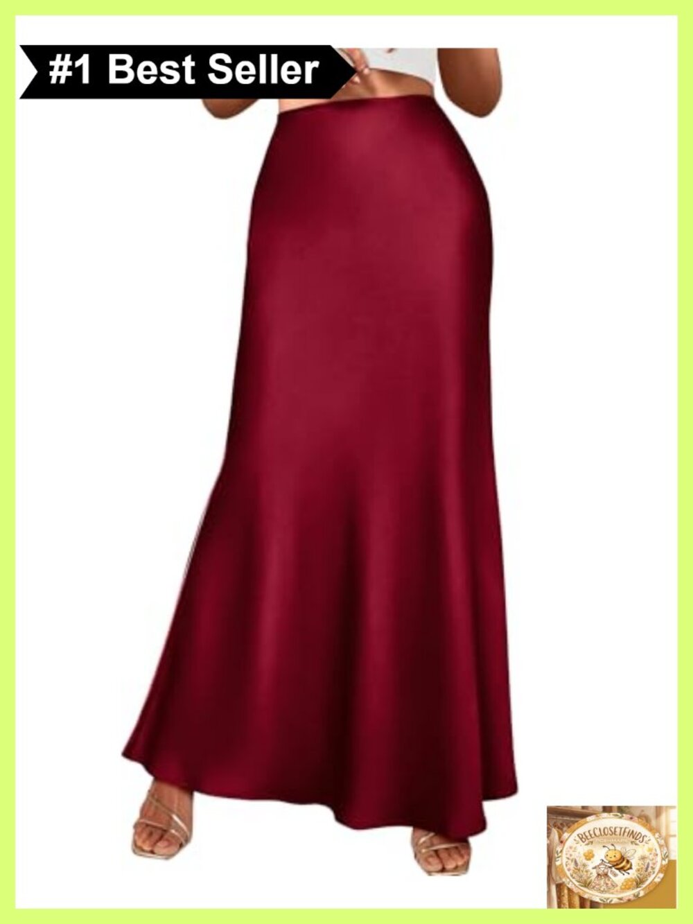 Women's Satin Mermaid Maxi Skirt High Waist A-Line Business Casual